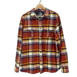 The North Face Men's Flannel Checks Orange Blue Plaid Casual Long Sleeve XL